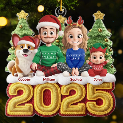 Custom Crochet Acrylic Ornament - Personalized Christmas Birthday Gifts For Family, Dog Cat Lovers - The Golden Year Of Us