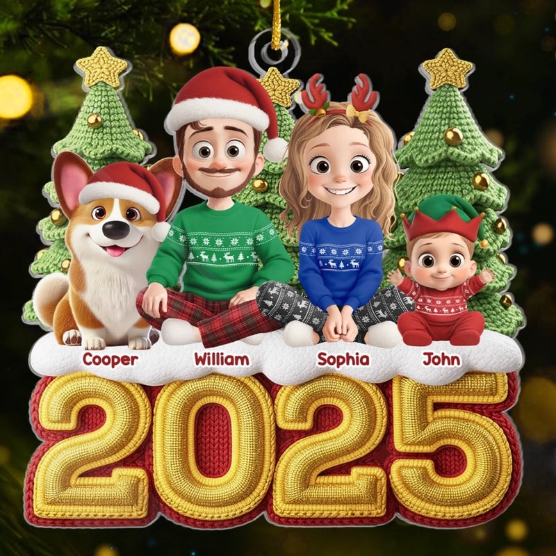 Custom Crochet Acrylic Ornament - Personalized Christmas Birthday Gifts For Family, Dog Cat Lovers - The Golden Year Of Us