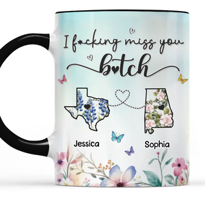 Custom Accent Mug - Personalized Best Friend Birthday Gifts For Women, Besties, Sisters, BFF - Different Places Same Soul