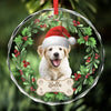Custom Photo First Christmas Pet Glass Ornament - Personalized Christmas Birthday Gifts For Dog Lovers, Cat Lovers, Pet Dad And Mom, New Pet Ornament - Our Christmas Joy Has Paws