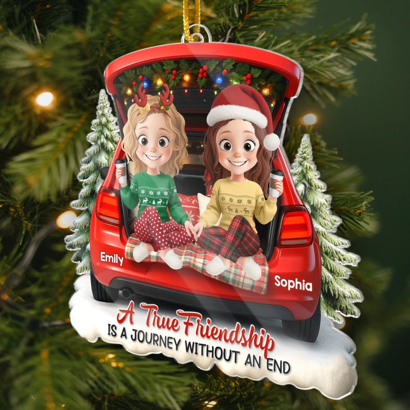 Custom Acrylic Ornament - Personalized Best Friend Christmas Birthday Gifts For Women, Besties, Sisters, BFF - Snowflakes Dance With Our Laughter