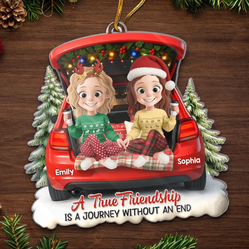 Custom Acrylic Ornament - Personalized Best Friend Christmas Birthday Gifts For Women, Besties, Sisters, BFF - Snowflakes Dance With Our Laughter
