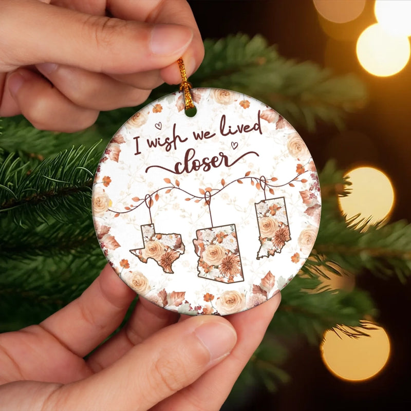 Custom Long Distance Ceramic Ornament - Personalized Best Friend Christmas Birthday Gifts For Women, Besties, Sisters, BFF - Space Between Love Within
