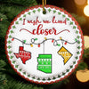 Custom Long Distance Ceramic Ornament - Personalized Best Friend Christmas Birthday Gifts For Women, Besties, Sisters, BFF - Miles Apart Hearts Aligned
