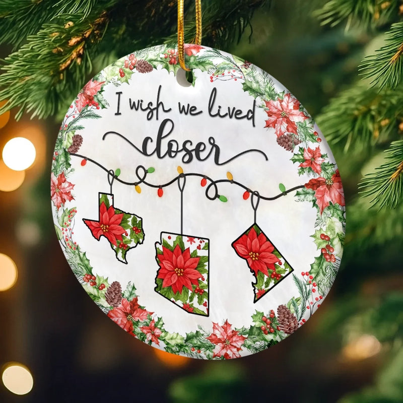 Custom Long Distance Ceramic Ornament - Personalized Best Friend Christmas Birthday Gifts For Women, Besties, Sisters, BFF - Distance Fades Friendship Stays