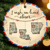 Custom Long Distance Ceramic Ornament - Personalized Best Friend Christmas Birthday Gifts For Women, Besties, Sisters, BFF - Friendship Travels Any Mile