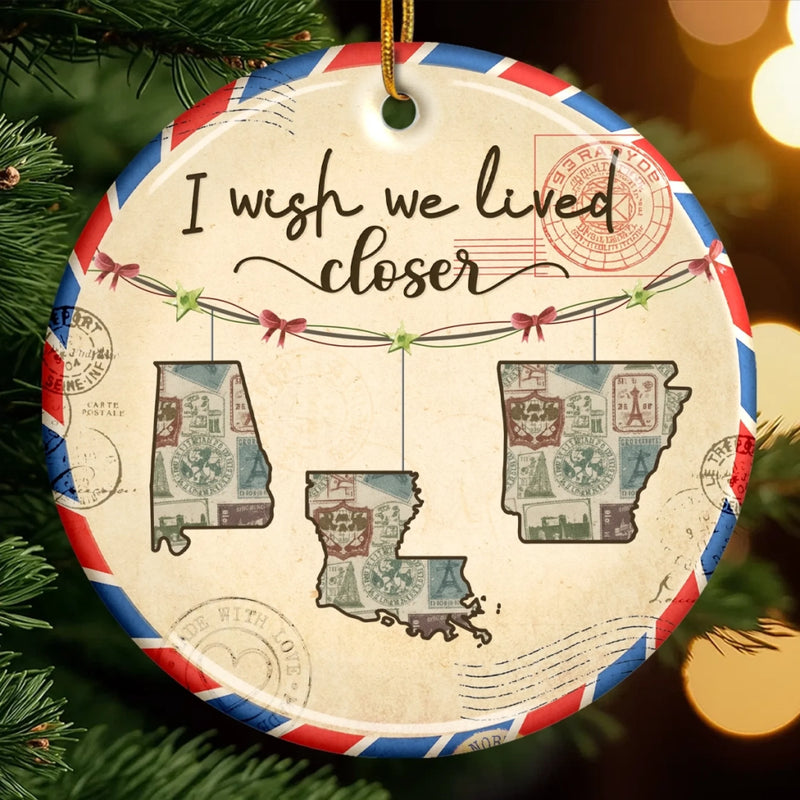 Custom Long Distance Ceramic Ornament - Personalized Best Friend Christmas Birthday Gifts For Women, Besties, Sisters, BFF - Friendship Travels Any Mile