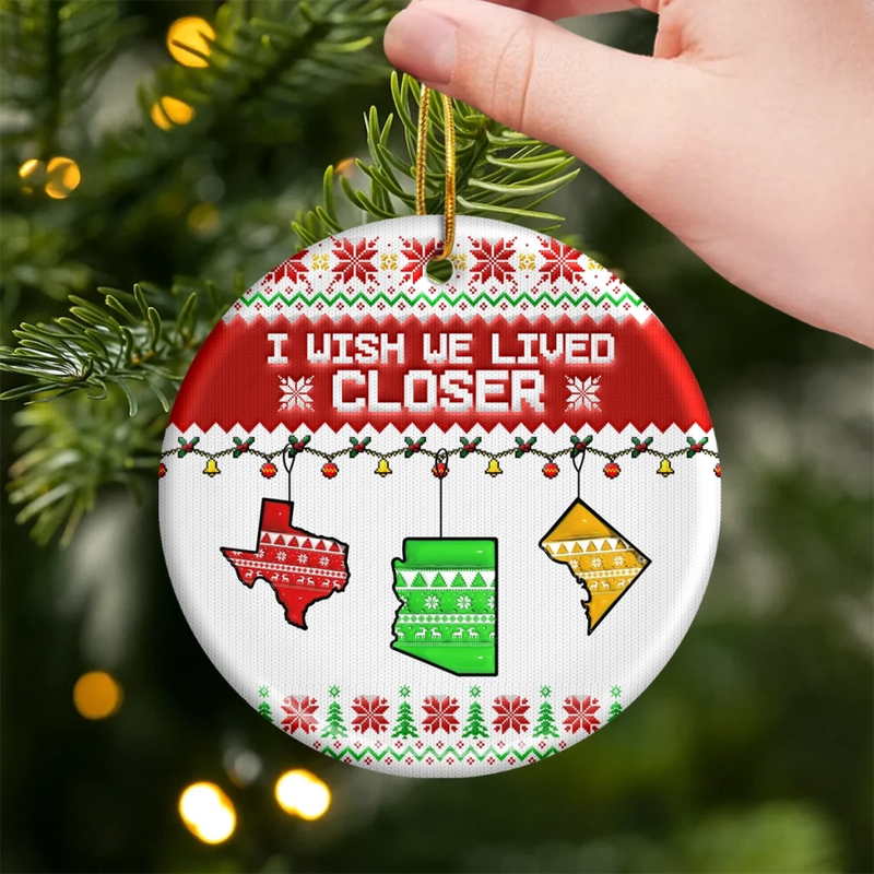 Custom Long Distance Ceramic Ornament - Personalized Best Friend Christmas Birthday Gifts For Women, Besties, Sisters, BFF - Always Close No Matter Miles