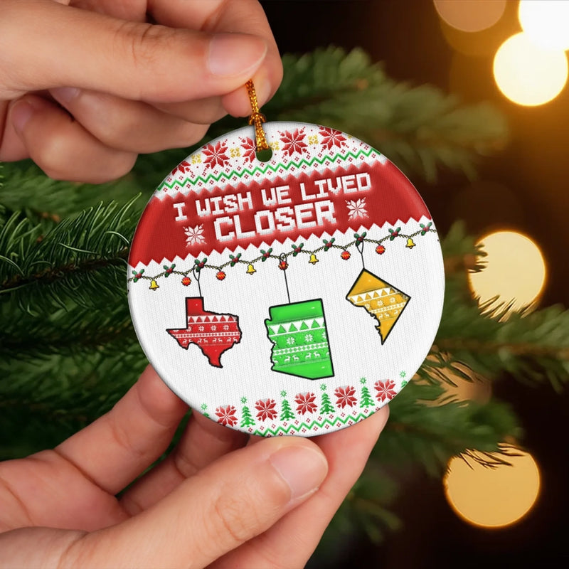 Custom Long Distance Ceramic Ornament - Personalized Best Friend Christmas Birthday Gifts For Women, Besties, Sisters, BFF - Always Close No Matter Miles