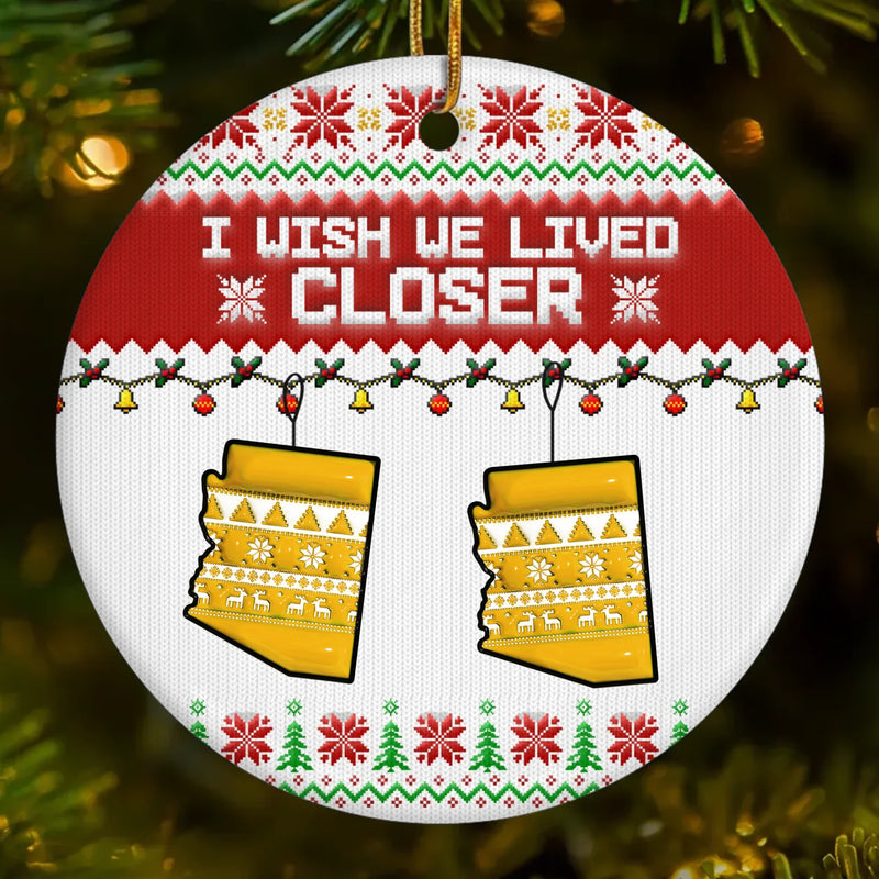 Custom Long Distance Ceramic Ornament - Personalized Best Friend Christmas Birthday Gifts For Women, Besties, Sisters, BFF - Always Close No Matter Miles