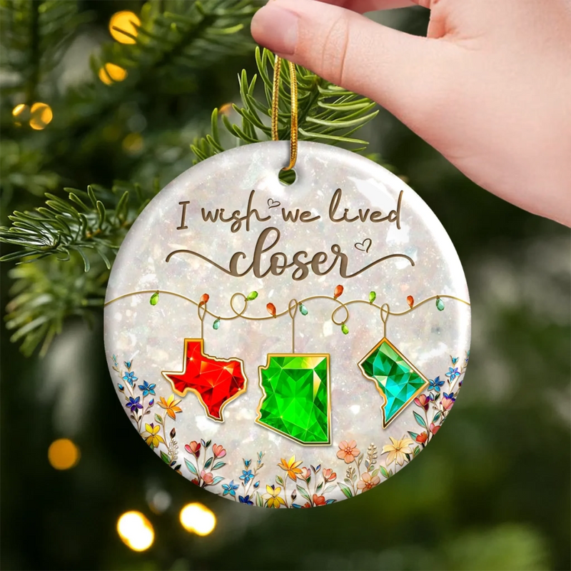 Custom Long Distance Ceramic Ornament - Personalized Best Friend Christmas Birthday Gifts For Women, Besties, Sisters, BFF - Our Bond Travels Every Mile