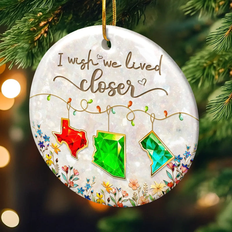 Custom Long Distance Ceramic Ornament - Personalized Best Friend Christmas Birthday Gifts For Women, Besties, Sisters, BFF - Our Bond Travels Every Mile