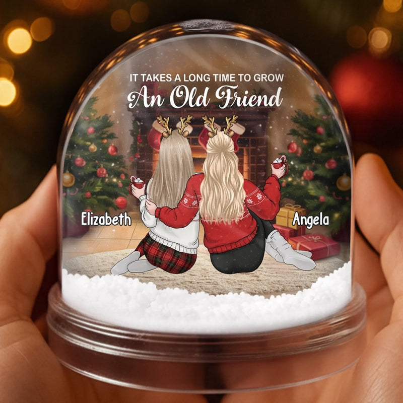 Custom Acrylic Snow Globe - Personalized Best Friend Christmas Birthday Gifts For Women, Besties, Sisters, BFF - Joy Sparkles When We Gather