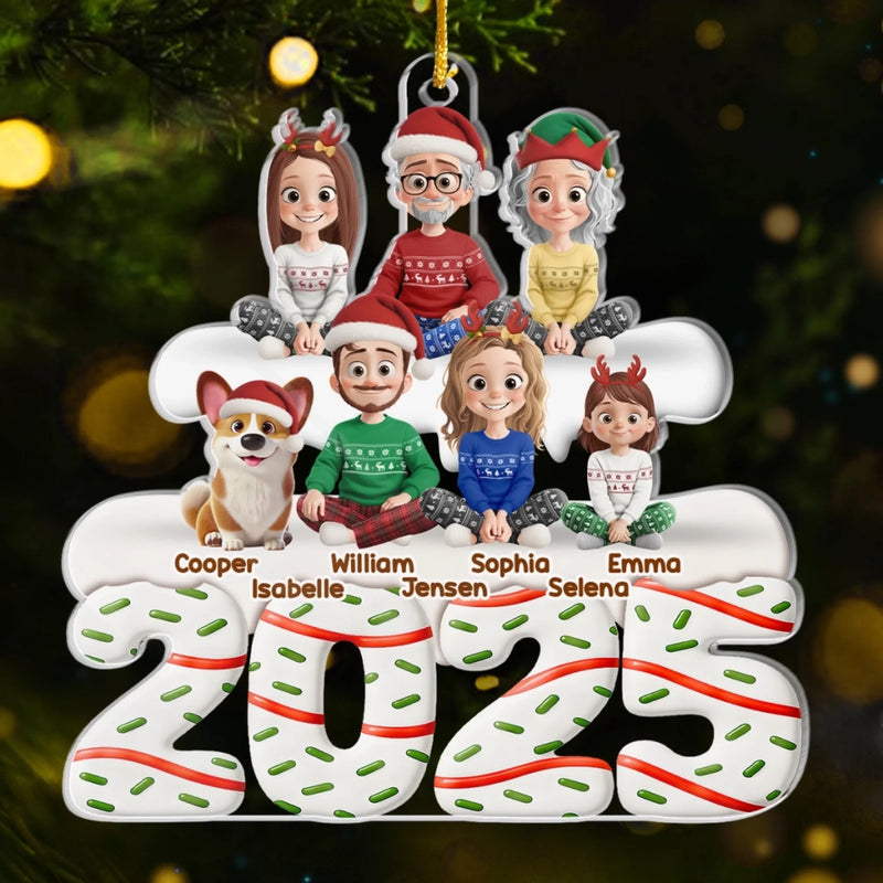 Custom Acrylic Ornament - Personalized Christmas Birthday Gifts For Family, Dog Cat Lovers - Holiday Hearts Family Smiles