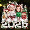 Custom Acrylic Ornament - Personalized Christmas Birthday Gifts For Family, Dog Cat Lovers - Our Happy Place, Right Here