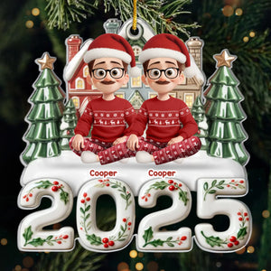 Custom Acrylic Ornament - Personalized Christmas Birthday Gifts For Family, Dog Cat Lovers - Our Happy Place, Right Here