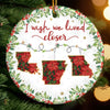 Custom Long Distance Ceramic Ornament - Personalized Best Friend Christmas Birthday Gifts For Women, Besties, Sisters, BFF - No Miles Between Hearts