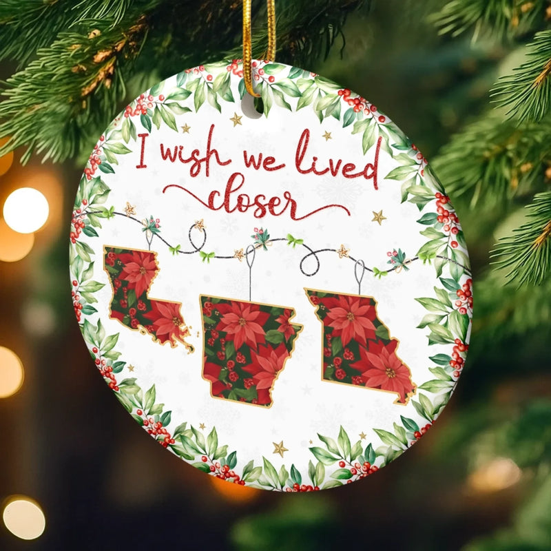 Custom Long Distance Ceramic Ornament - Personalized Best Friend Christmas Birthday Gifts For Women, Besties, Sisters, BFF - No Miles Between Hearts