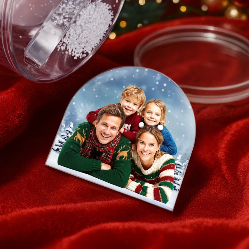 Custom Photo Acrylic Snow Globe - Personalized Christmas Birthday Gifts For Mom, Dad, Brother, Sister, Kids - Encircled By Our Love