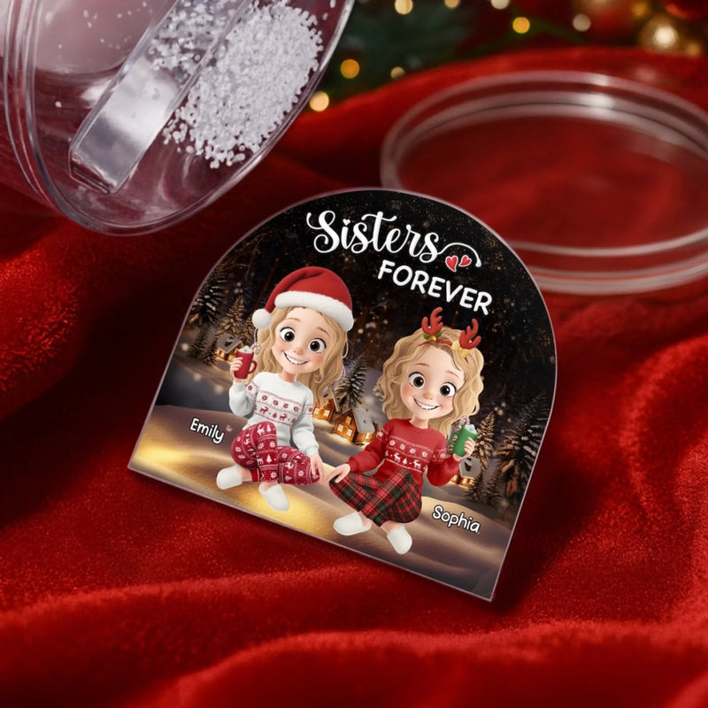 Custom Acrylic Snow Globe - Personalized Best Friend Christmas Birthday Gifts For Women, Besties, Sisters, BFF - Friendship Wrapped In Holiday Cheer
