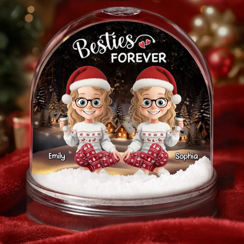 Custom Acrylic Snow Globe - Personalized Best Friend Christmas Birthday Gifts For Women, Besties, Sisters, BFF - Friendship Wrapped In Holiday Cheer