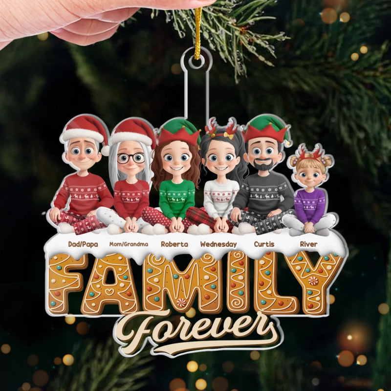 Custom Acrylic Ornament - Personalized Christmas Birthday Gifts For Mom, Dad, Brother, Sister, Kids - Forever Stuck With Each Other