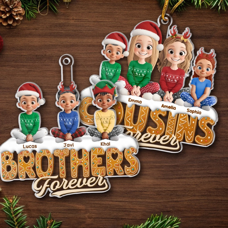 Custom Acrylic Ornament - Personalized Christmas Birthday Gifts For Mom, Dad, Brother, Sister, Kids - Forever Stuck With Each Other