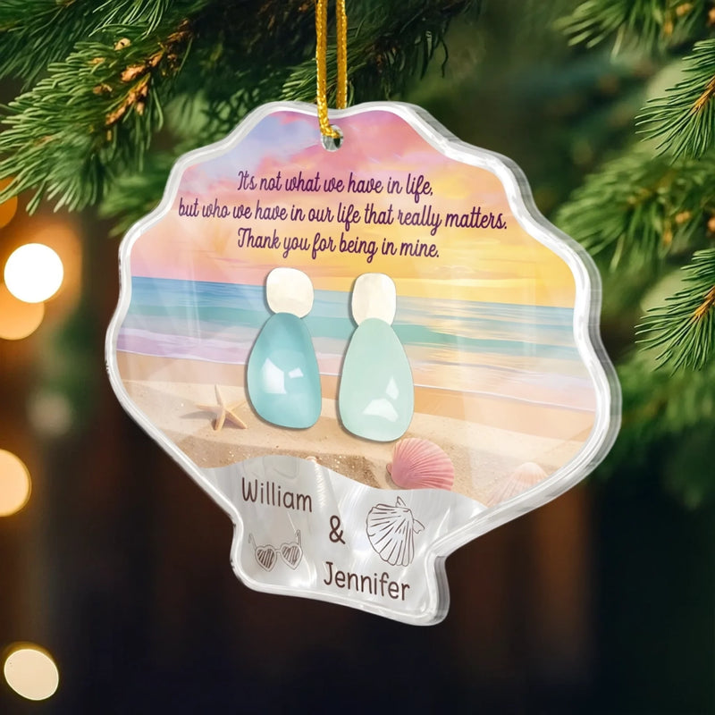 Custom Sea Glass Acrylic Ornament - Personalized Anniversary Christmas Wedding Gifts For Husband And Wife, Him And Her, Couples, Beach Lovers - Endless As The Tide