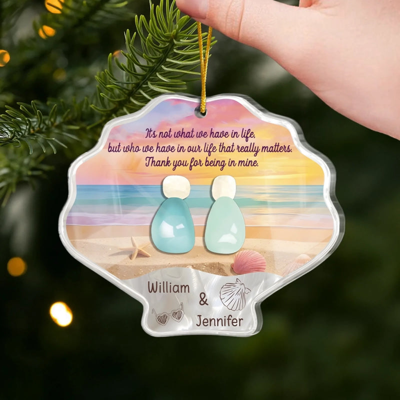 Custom Sea Glass Acrylic Ornament - Personalized Anniversary Christmas Wedding Gifts For Husband And Wife, Him And Her, Couples, Beach Lovers - Endless As The Tide