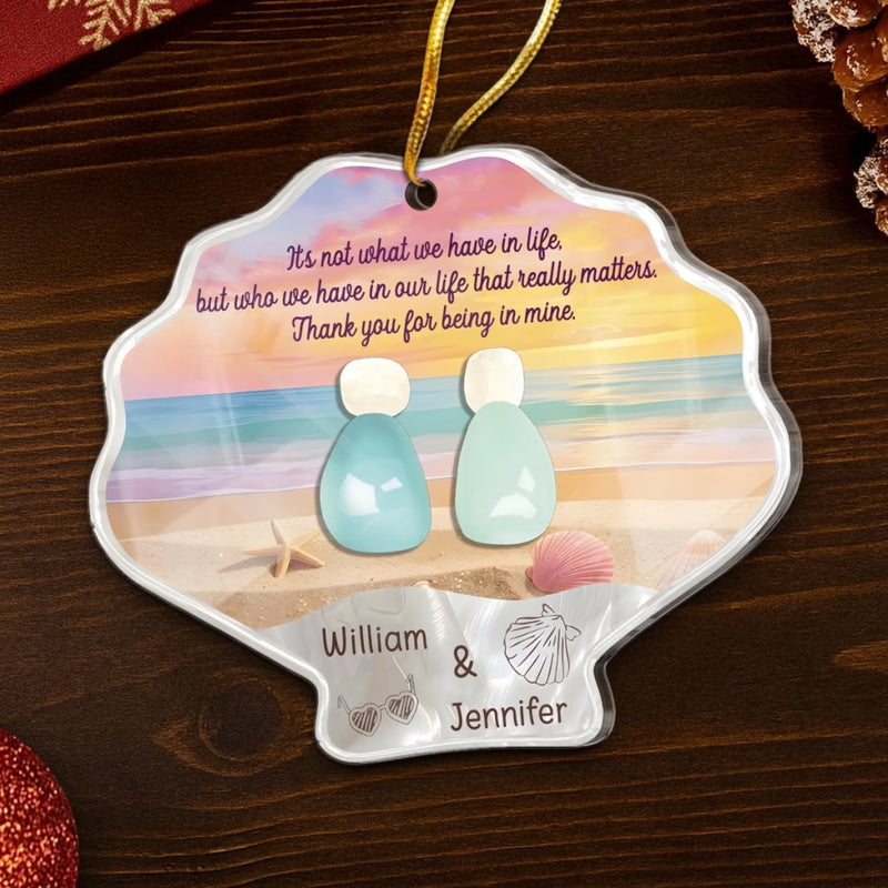 Custom Sea Glass Acrylic Ornament - Personalized Anniversary Christmas Wedding Gifts For Husband And Wife, Him And Her, Couples, Beach Lovers - Endless As The Tide