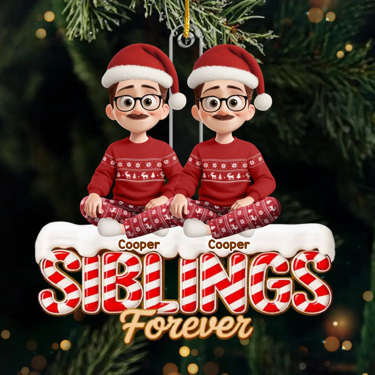 Custom Acrylic Ornament - Personalized Christmas Birthday Gifts For Brother, Sister - Double The Laughs Double The Fun