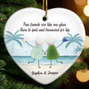 Custom Sea Glass Ceramic Ornament - Personalized Best Friend Christmas Birthday Gifts For Women, Besties, Sisters, BFF, Beach Lovers - Joy Flows Like Waves