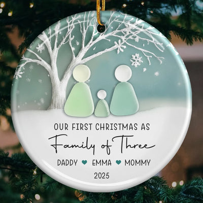 Custom Sea Glass Ceramic Ornament - Personalized Christmas Birthday Gifts For Mom, Dad, Brother, Sister, Kids, Beach Lovers - Anchored In Each Other
