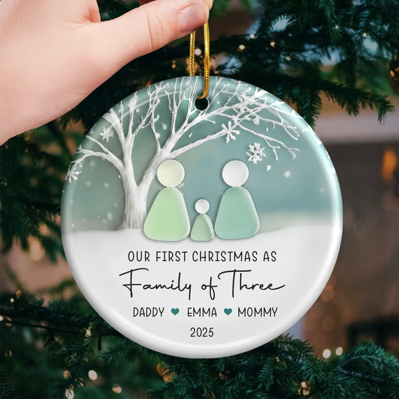 Custom Sea Glass Ceramic Ornament - Personalized Christmas Birthday Gifts For Mom, Dad, Brother, Sister, Kids, Beach Lovers - Anchored In Each Other