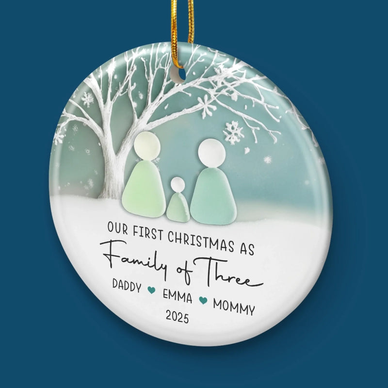 Custom Sea Glass Ceramic Ornament - Personalized Christmas Birthday Gifts For Mom, Dad, Brother, Sister, Kids, Beach Lovers - Anchored In Each Other