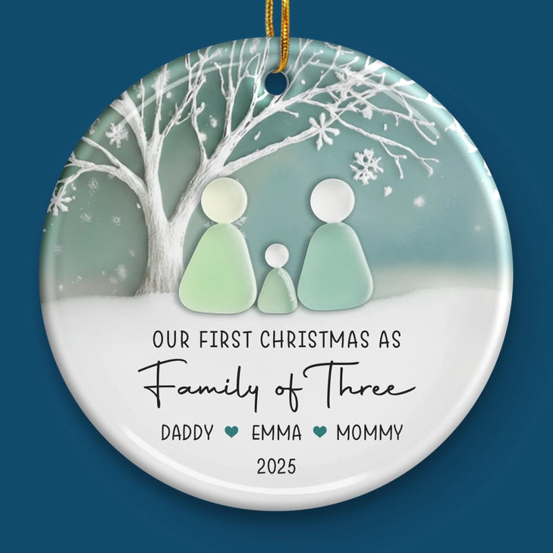Custom Sea Glass Ceramic Ornament - Personalized Christmas Birthday Gifts For Mom, Dad, Brother, Sister, Kids, Beach Lovers - Anchored In Each Other