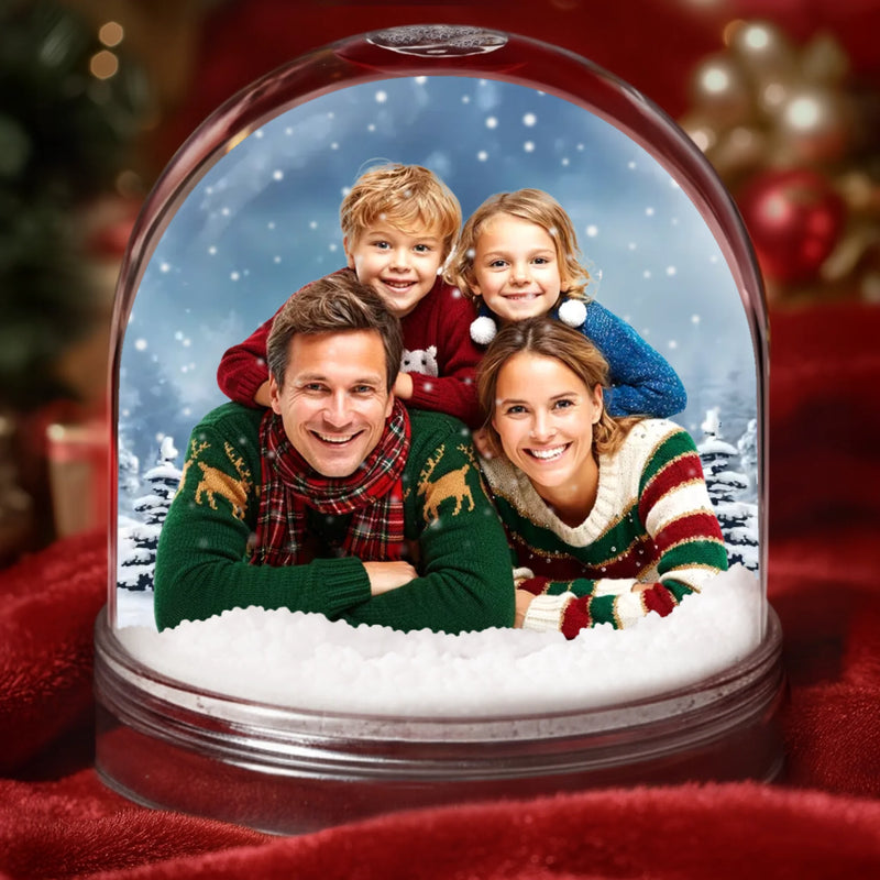 Custom Photo Acrylic Snow Globe - Personalized Christmas Birthday Gifts For Mom, Dad, Brother, Sister, Kids - Encircled By Our Love