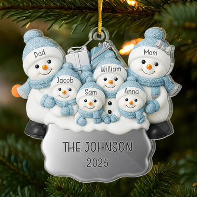 Custom Snowman Acrylic Ornament - Personalized Christmas Birthday Gifts For Mom, Dad, Brother, Sister, Kids - Our Kind Of Winter Story