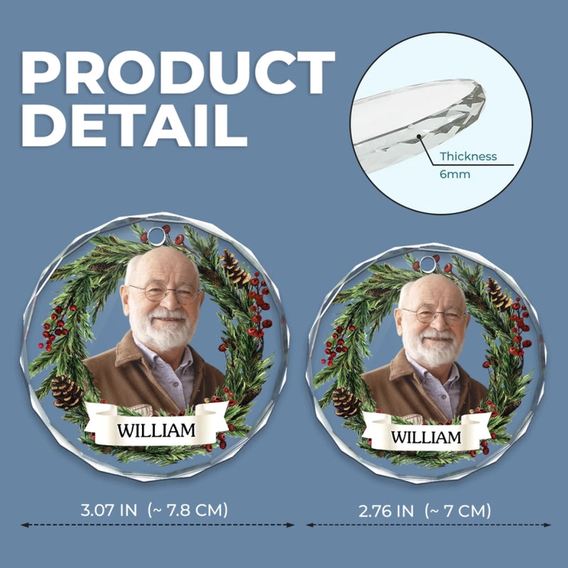 Custom Photo Circle Glass Ornament - Personalized Christmas Memorial Sympathy Gifts For Loss Of Mom, Dad - Heaven Shines Tonight
