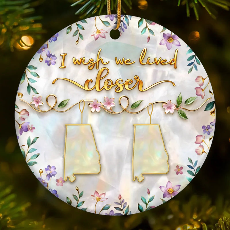 Custom Long Distance Ceramic Ornament - Personalized Best Friend Christmas Birthday Gifts For Women, Besties, Sisters, BFF - Miles Apart Hearts Stay Near