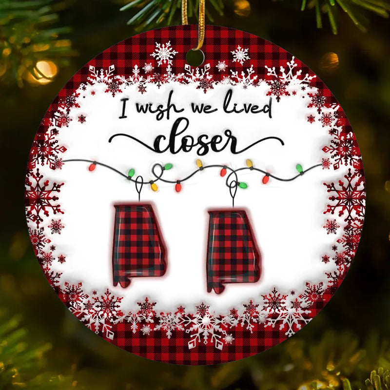 Custom Long Distance Ceramic Ornament - Personalized Best Friend Christmas Birthday Gifts For Women, Besties, Sisters, BFF - Distance Fades Love Remains
