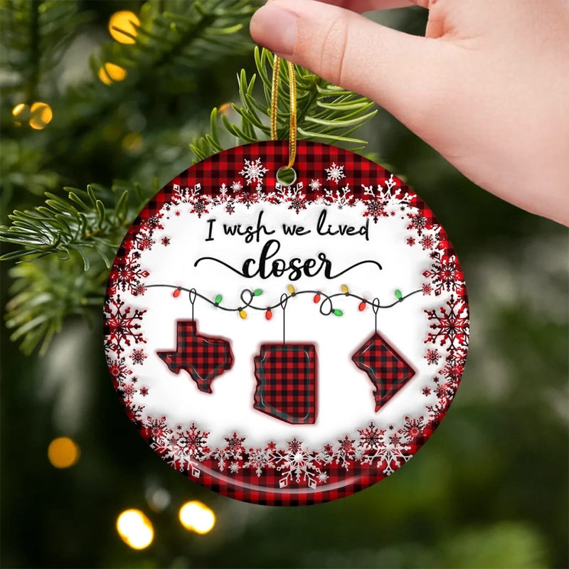Custom Long Distance Ceramic Ornament - Personalized Best Friend Christmas Birthday Gifts For Women, Besties, Sisters, BFF - Distance Fades Love Remains
