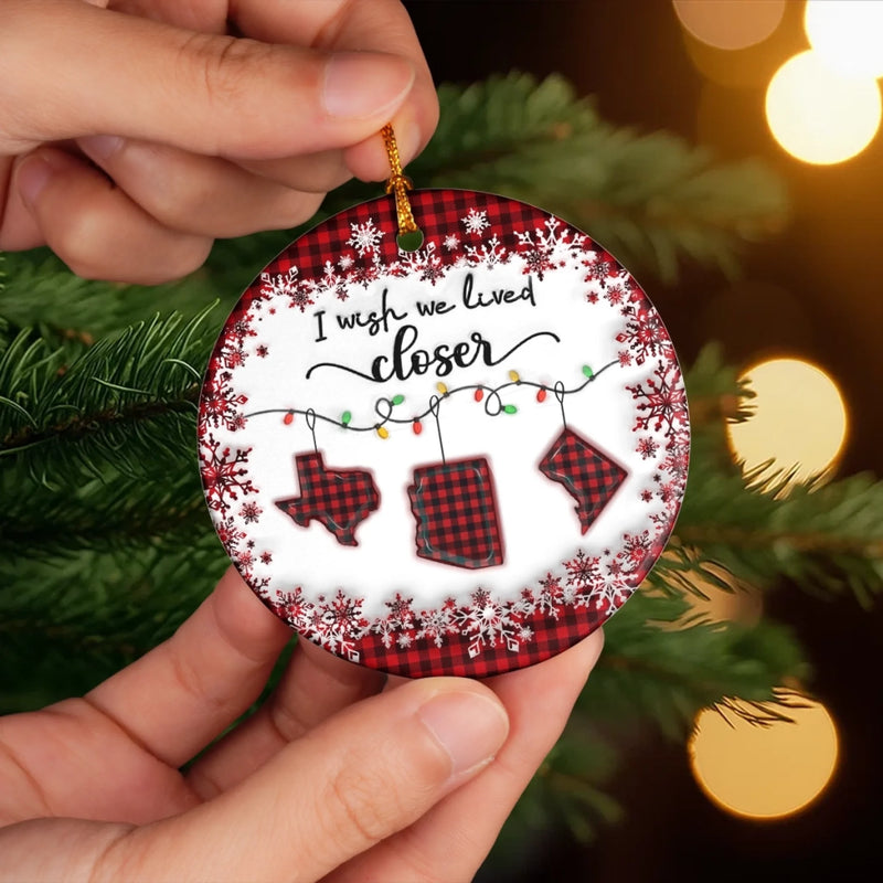 Custom Long Distance Ceramic Ornament - Personalized Best Friend Christmas Birthday Gifts For Women, Besties, Sisters, BFF - Distance Fades Love Remains