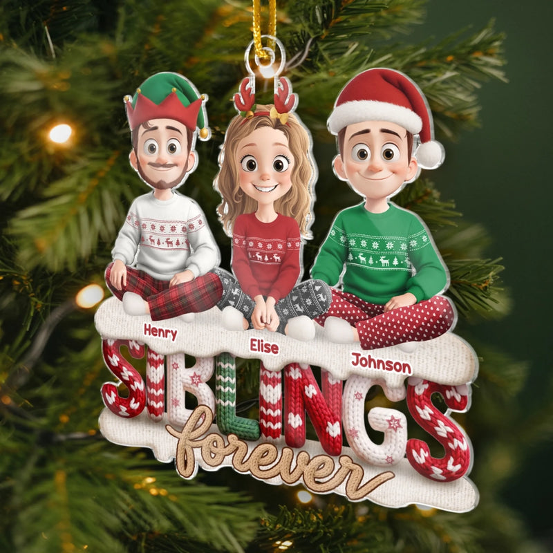 Custom Crochet Acrylic Ornament - Personalized Christmas Birthday Gifts For Brother, Sister - Built In Best Friend For Life