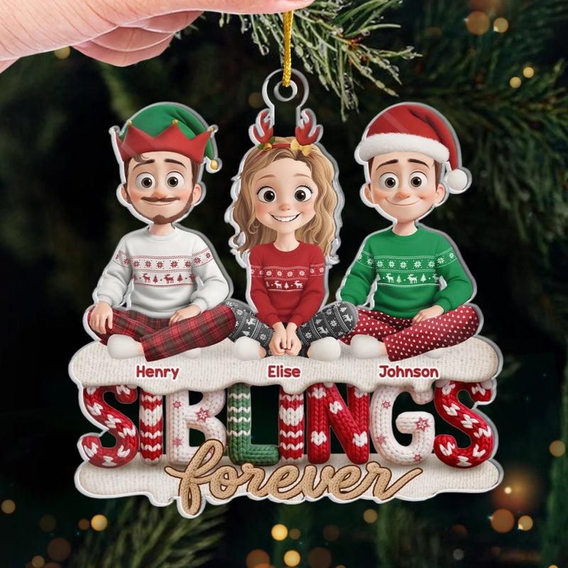 Custom Crochet Acrylic Ornament - Personalized Christmas Birthday Gifts For Brother, Sister - Built In Best Friend For Life