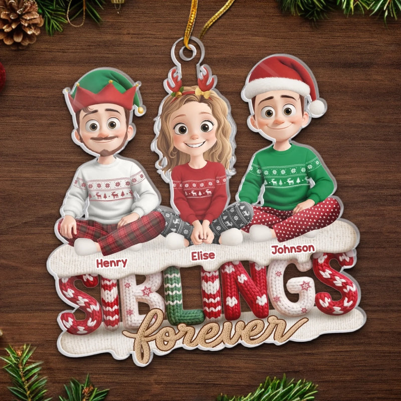 Custom Crochet Acrylic Ornament - Personalized Christmas Birthday Gifts For Brother, Sister - Built In Best Friend For Life