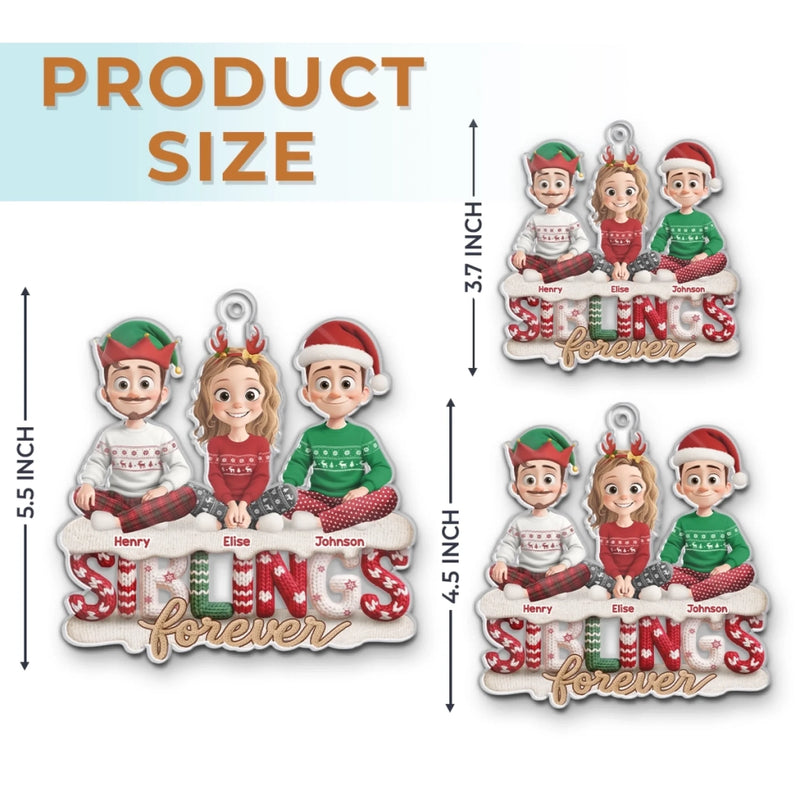 Custom Crochet Acrylic Ornament - Personalized Christmas Birthday Gifts For Brother, Sister - Built In Best Friend For Life