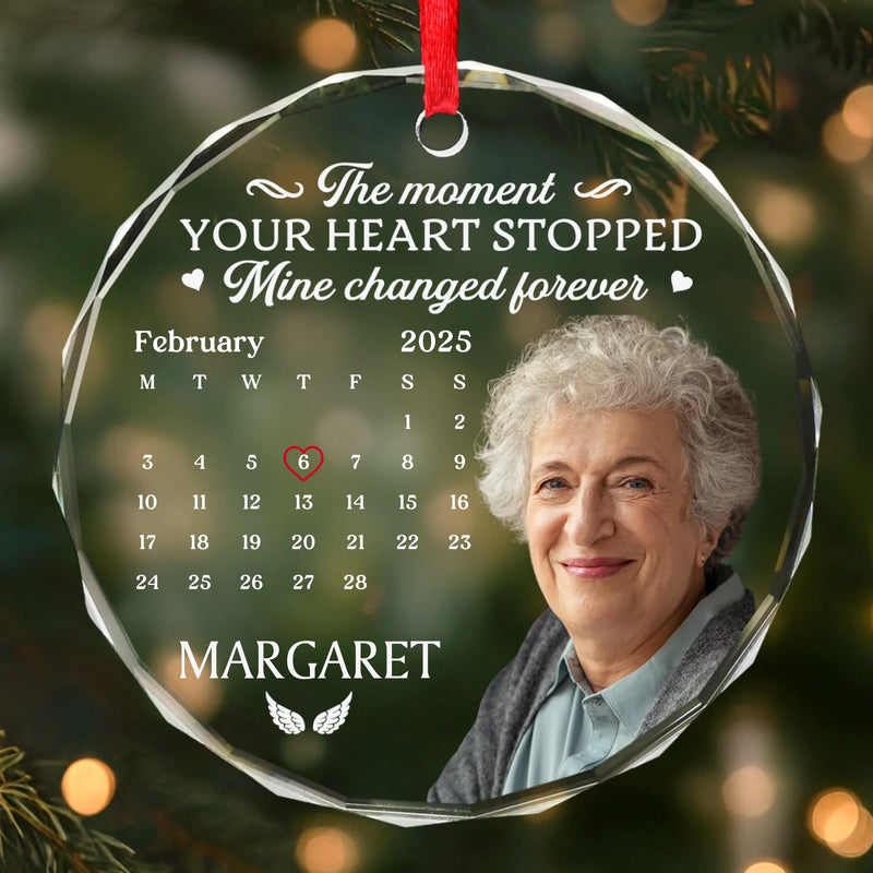 Custom Photo Circle Glass Ornament - Personalized Christmas Memorial Sympathy Gifts For Loss Of Mom, Dad - Missing You With Love