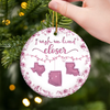 Custom Long Distance Ceramic Ornament - Personalized Best Friend Christmas Birthday Gifts For Women, Besties, Sisters, BFF - Our Hearts Bridge The Miles