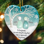 Custom Sea Glass Ceramic Ornament - Personalized Best Friend Christmas Birthday Gifts For Women, Besties, Sisters, BFF, Beach Lovers - Tides Brought Us Together